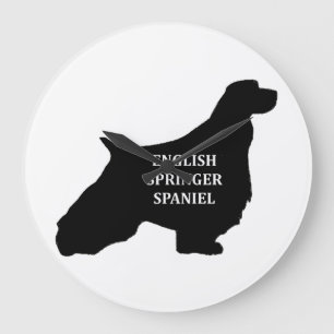 english springer spaniel name silhouette large clock