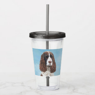 English Springer Spaniel Painting Original Dog Art Acrylic Tumbler