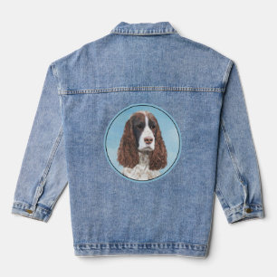 English Springer Spaniel Painting Original Dog Art Denim Jacket
