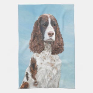 English Springer Spaniel Painting Original Dog Art Kitchen Towel