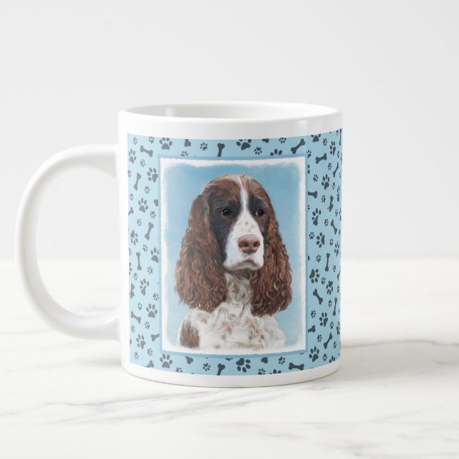 English Springer Spaniel Painting Original Dog Art Large Coffee Mug (Left)