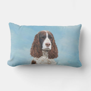 English Springer Spaniel Painting Original Dog Art Lumbar Pillow