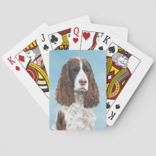 English Springer Spaniel Painting Original Dog Art Playing Cards