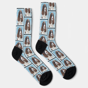 English Springer Spaniel Painting Original Dog Art Socks