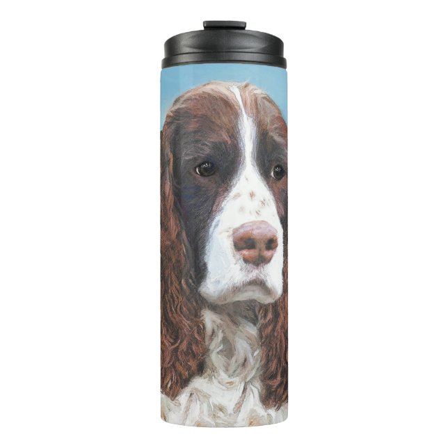 English Springer Spaniel Painting Original Dog Art Thermal Tumbler (Front)