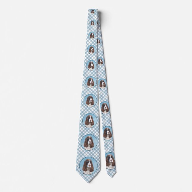 English Springer Spaniel Painting Original Dog Art Tie (Front)