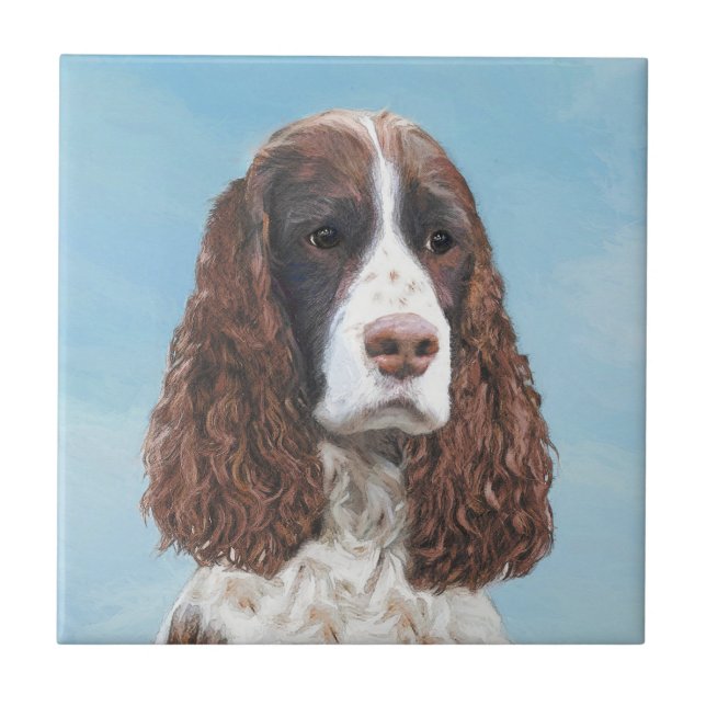 English Springer Spaniel Painting Original Dog Art Tile (Front)