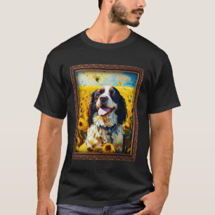 English Springer Spaniel Painting Sunflower Flower T-Shirt