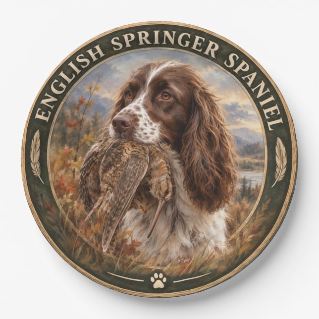 English Springer Spaniel  Paper Plate (Front)