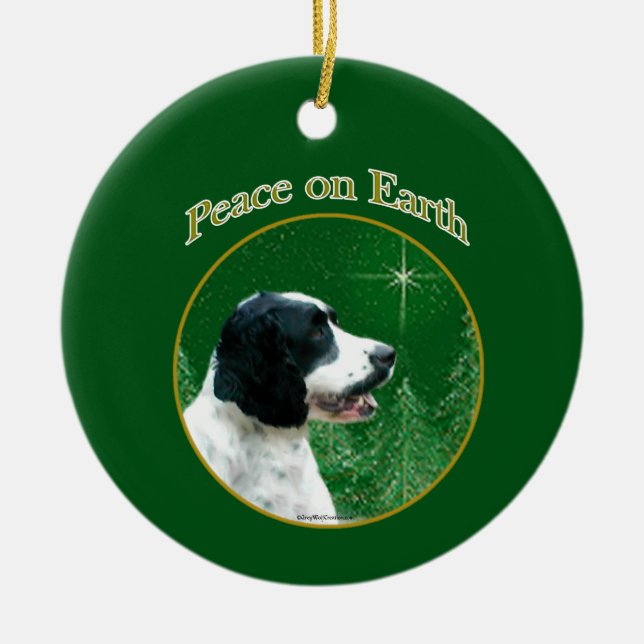 English Springer Spaniel Peace Ceramic Ornament (Front)