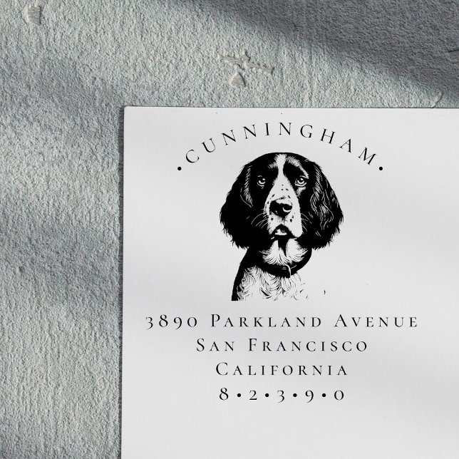 English Springer Spaniel Pet Dog Return Address Rubber Stamp (Creator Uploaded)