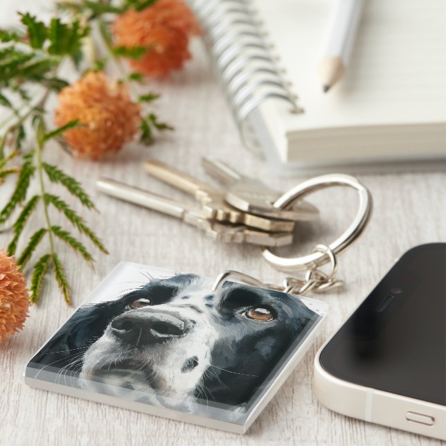 English springer spaniel portrait keychain (Front Right)