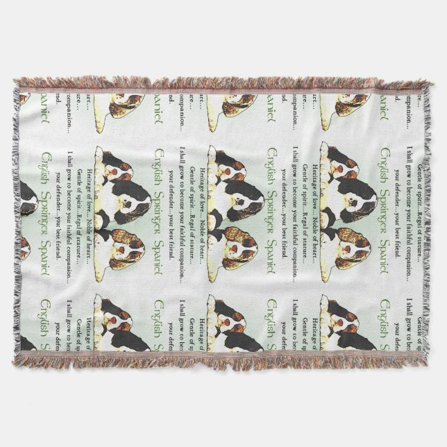 English Springer Spaniel Puppies Throw Blanket (Front)