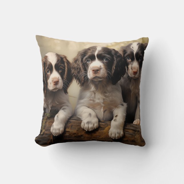 English springer spaniel puppies throw pillow (Front)