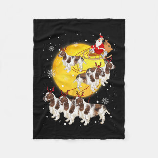 English Springer Spaniel Reindeer Christmas Dog Lo Fleece Blanket