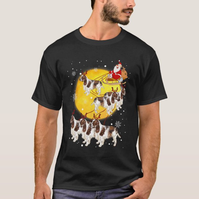 English Springer Spaniel Reindeer Christmas Dog Lo T-Shirt (Front)