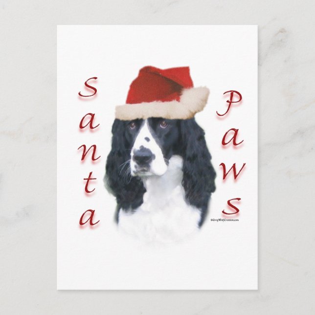 English Springer Spaniel Santa Paws Holiday Postcard (Front)