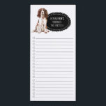 English Springer Spaniel Shopping List Magnetic Notepad<br><div class="desc">Adorable things to fetch English Springer Spaniel dog with a black chalkboard frame personalized with your name.</div>