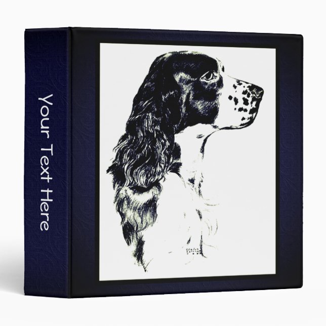 English Springer Spaniel Vintage Art Personalized  Binder (Front/Spine)