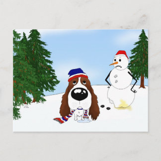 English Springer Spaniel Winter Scene Postcard