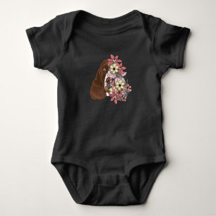 English Springer Spaniel with flowers Baby Bodysuit