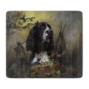 English Springer Spaniel with pheasant Cutting Board