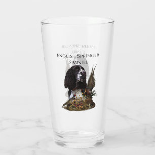 English Springer Spaniel with pheasant Glass
