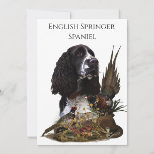 English Springer Spaniel with pheasant    Invitation