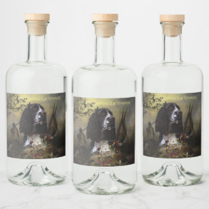 English Springer Spaniel with pheasant Liquor Bottle Label