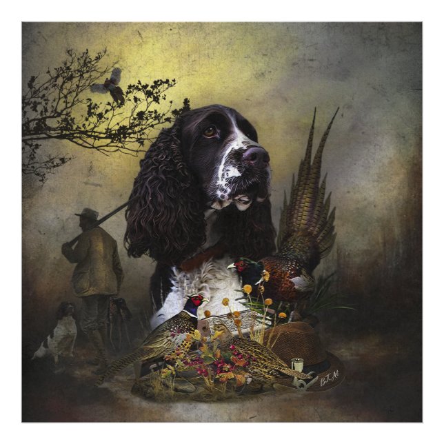 English Springer Spaniel with pheasant  Photo Print (Front)