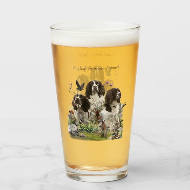 English Springer Spaniels ,Art Glass (Front Filled)