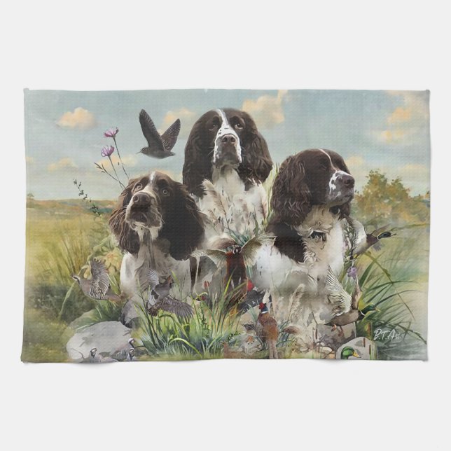 English Springer Spaniels ,Art Kitchen Towel (Horizontal)