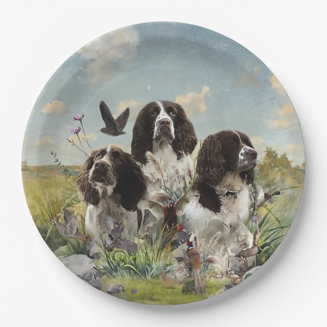 English Springer Spaniels ,Art Paper Plate (Front)