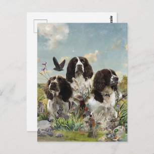 English Springer Spaniels ,Art Postcard