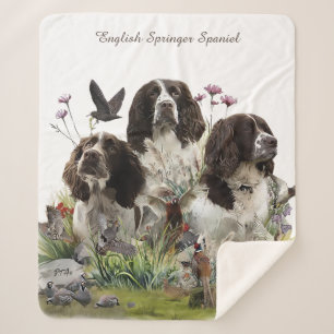 English Springer Spaniels ,Art Sherpa Blanket