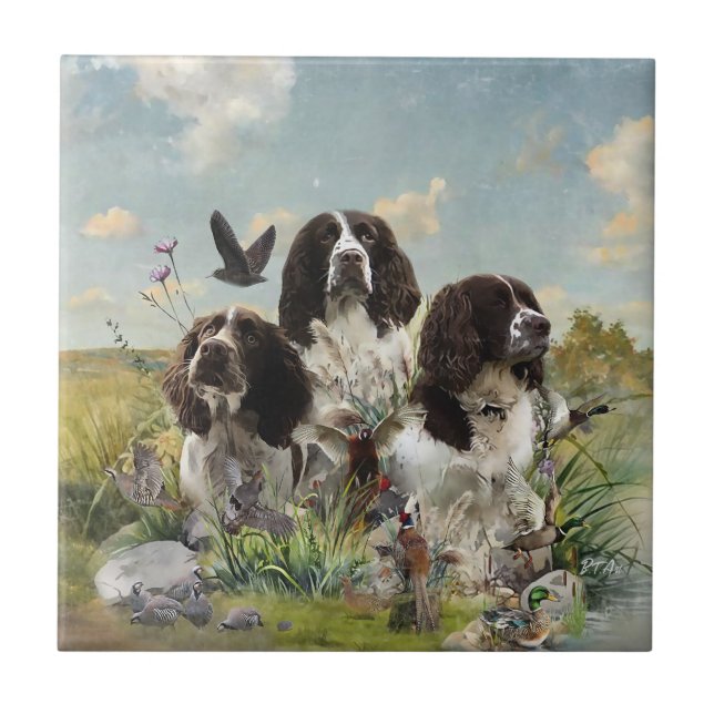 English Springer Spaniels ,Art Tile (Front)