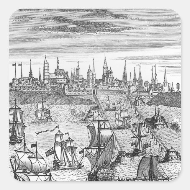 English Squadron Carrying Troops Square Sticker (Front)