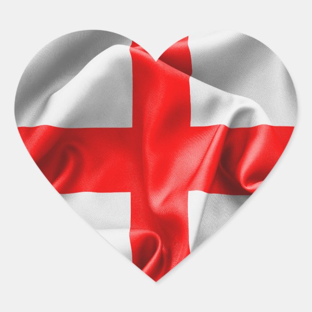 English St Georges Cross Flag Heart Sticker (Front)