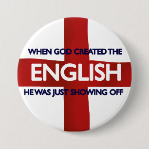 English St George's Day God Created 3 Inch Round Button