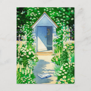 English Summer Cottage Garden Postcard