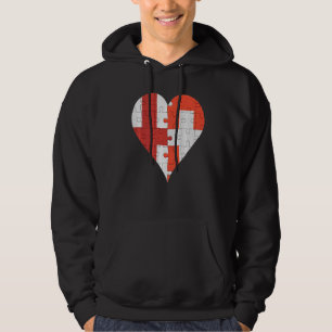 English Swiss Flag Heart Hoodie
