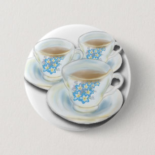 English Tea Set - China with forgetmenot flowers 2 Inch Round Button