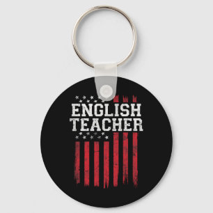 English Teacher American Flag Usa Patriot Patrioti Keychain