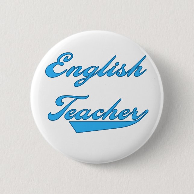 English Teacher Blue 2 Inch Round Button (Front)