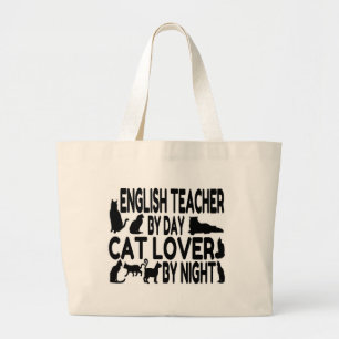 English Teacher Cat Lover Large Tote Bag
