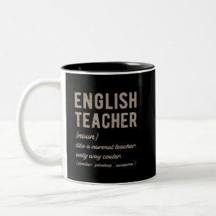 English Teacher Defined - Funny Retro Two-Tone Coffee Mug