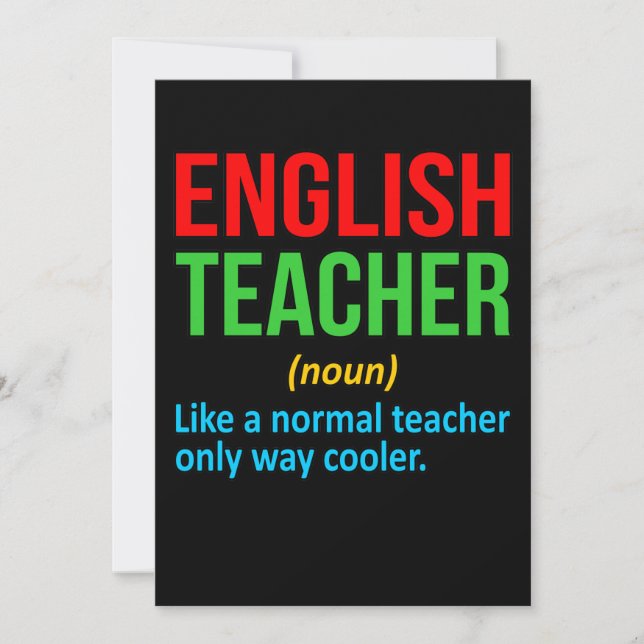 English Teacher Definition Language Grammar Thank You Card (Front)