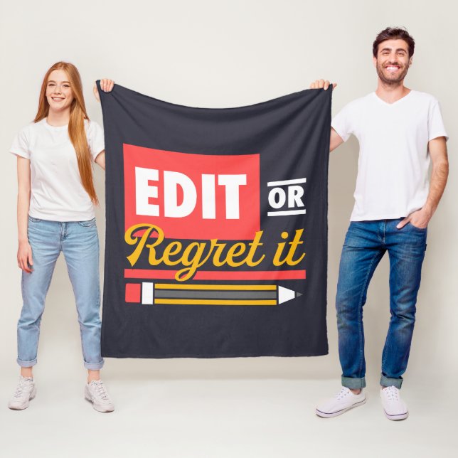 English Teacher Edit or Regret It Red White Fleece Blanket (In Situ)