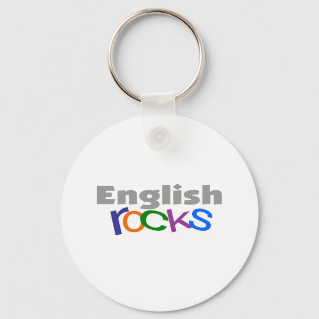 English Teacher "English Rocks" Gifts Keychain (Front)