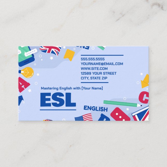 English Teacher ESL Business Card (Front)